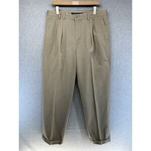 Dockers Mens Pants Size 36 Khaki Brown Straight Pleat Leg 32.5" Inseam measured